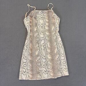 Urban‎ Outfitters Y2K Backless Faux Snakeskin Mini Dress Womens Size XS Nude NWT